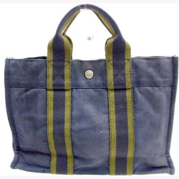 Authentic Hermes Tote bag Fourre Tout Navy Green Woman - Picture 2 of 6